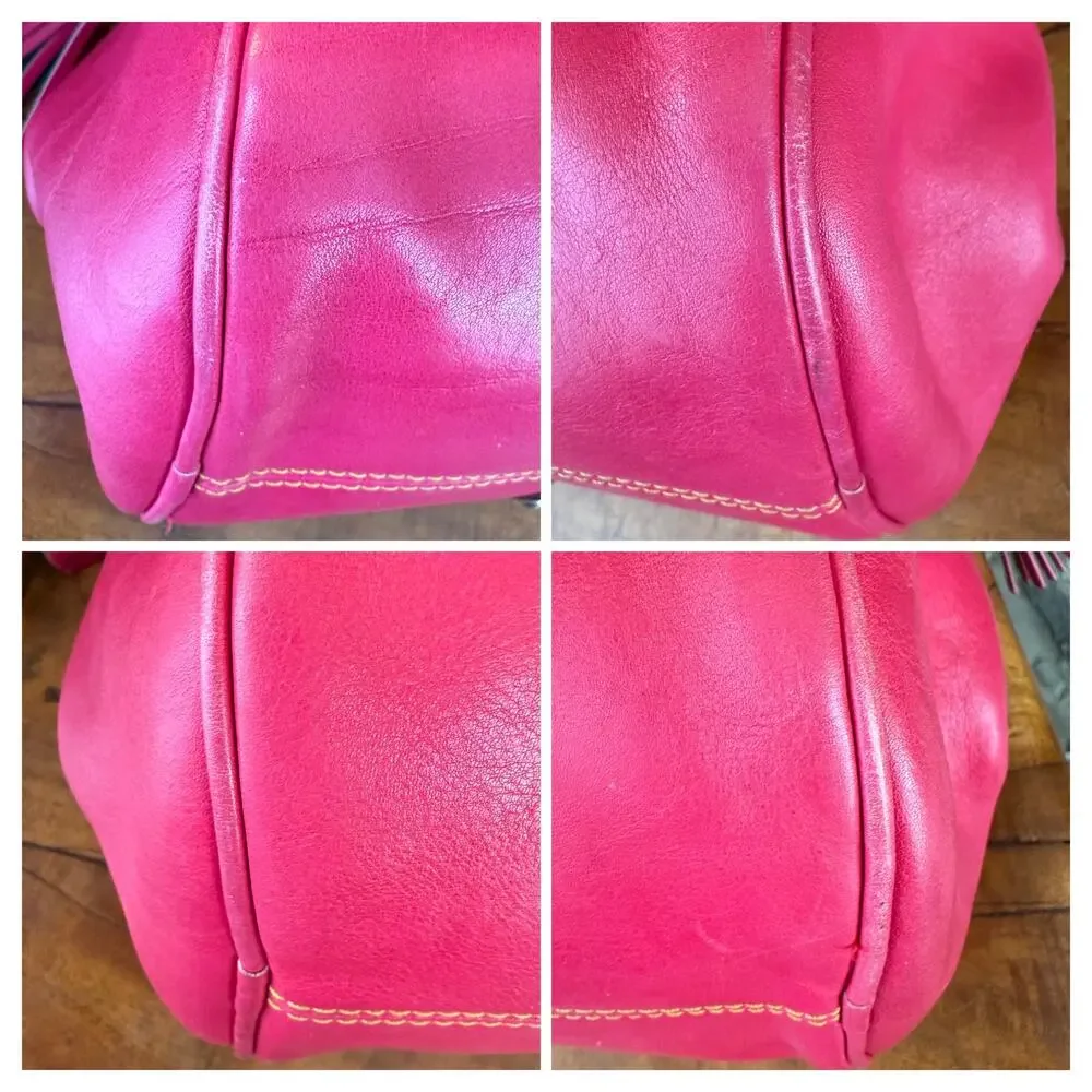 Dooney  Bourke 8L980 Large Florentine Leather Satchel Fuchsia Pink Crossbody Bag